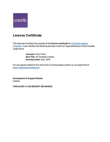 All Templates License Certificate - colorlib.com